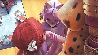 Hentai Furry - Chica Futanari Fawn teniendo sexo con Tigre Futanari - Manga Anime Película Juego Porno Japonés Asiático Pornografía